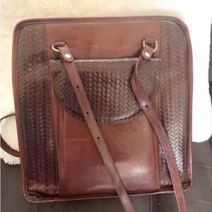 Brahmin Vintage Pecan Two Tone Woven Business Tote Bag